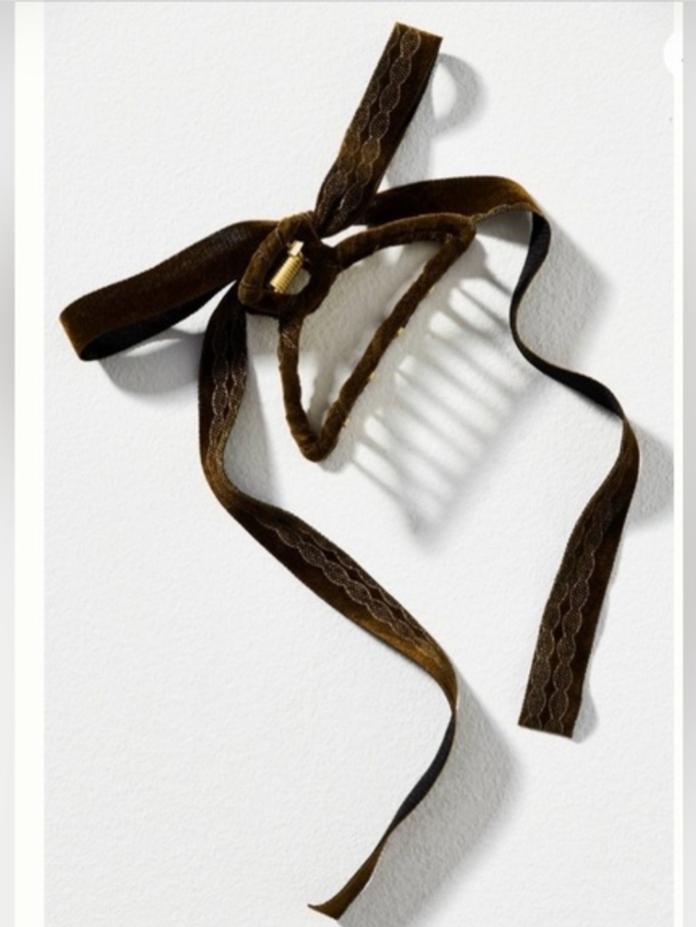 Anthropologie NWT Moss Velvet Ribbon Hair Claw Clip